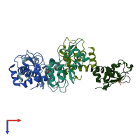 PDB entry 1oxq coloured by chain, top view.