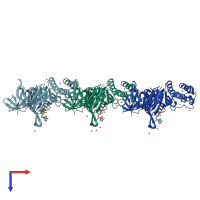 PDB entry 1oxu coloured by chain, top view.