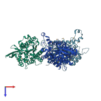 PDB entry 1oxw coloured by chain, top view.