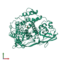 PDB entry 1oxy coloured by chain, front view.