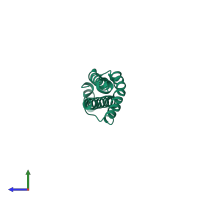 PDB entry 1oxz coloured by chain, side view.
