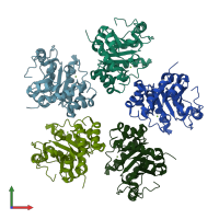 PDB entry 1oy0 coloured by chain, front view.