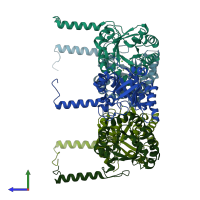 PDB entry 1oy0 coloured by chain, side view.