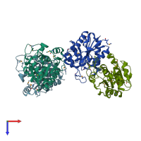 PDB entry 1oy1 coloured by chain, top view.