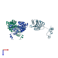 PDB entry 1oy5 coloured by chain, top view.