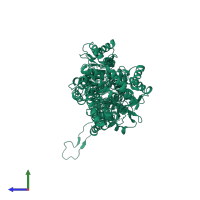 PDB entry 1oy6 coloured by chain, side view.