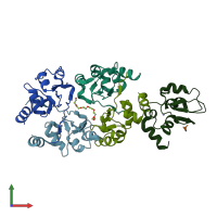 PDB entry 1oy7 coloured by chain, front view.