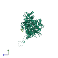 PDB entry 1oyd coloured by chain, side view.