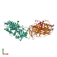 PDB entry 1oyh coloured by chain, front view.