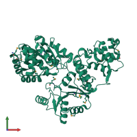 PDB entry 1oyw coloured by chain, front view.