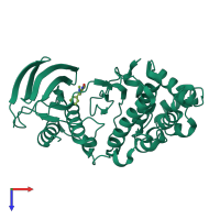 PDB entry 1oz1 coloured by chain, top view.