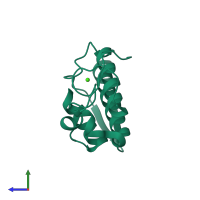 PDB entry 1oz6 coloured by chain, side view.
