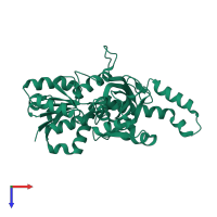 PDB entry 1oza coloured by chain, top view.