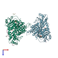 PDB entry 1ozf coloured by chain, top view.
