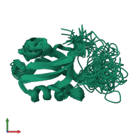 PDB entry 1ozi coloured by chain, ensemble of 30 models, front view.