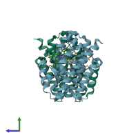 PDB entry 1ozl coloured by chain, side view.