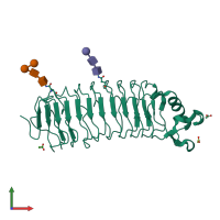 PDB entry 1ozn coloured by chain, front view.