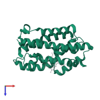 Heme oxygenase 1 soluble form in PDB entry 1ozr, assembly 1, top view.