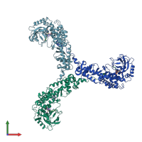 PDB entry 1ozv coloured by chain, front view.