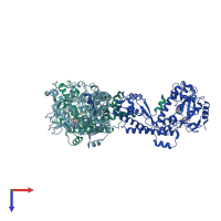 PDB entry 1ozv coloured by chain, top view.