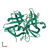 PDB entry 1p01 coloured by chain, front view.