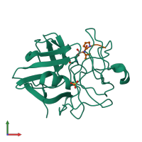 PDB entry 1p03 coloured by chain, front view.