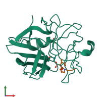 PDB entry 1p04 coloured by chain, front view.