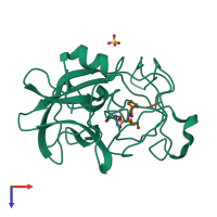 PDB entry 1p04 coloured by chain, top view.