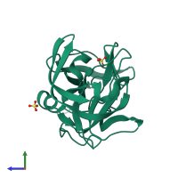 PDB entry 1p09 coloured by chain, side view.