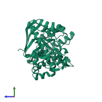 PDB entry 1p0d coloured by chain, side view.
