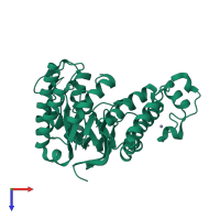 PDB entry 1p0d coloured by chain, top view.