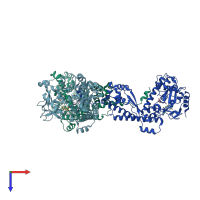 PDB entry 1p0y coloured by chain, top view.