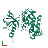 PDB entry 1p14 coloured by chain, front view.