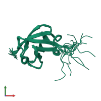 PDB entry 1p1a coloured by chain, ensemble of 14 models, front view.