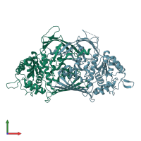 PDB entry 1p1f coloured by chain, front view.
