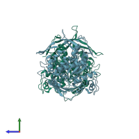 PDB entry 1p1f coloured by chain, side view.