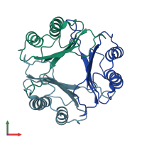 PDB entry 1p1g coloured by chain, front view.