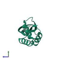 PDB entry 1p1l coloured by chain, side view.