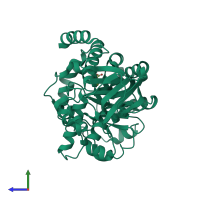 PDB entry 1p1m coloured by chain, side view.