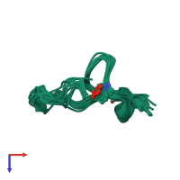 PDB entry 1p1p coloured by chain, ensemble of 12 models, top view.
