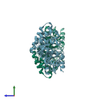 PDB entry 1p1x coloured by chain, side view.