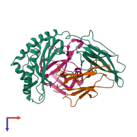 PDB entry 1p1z coloured by chain, top view.