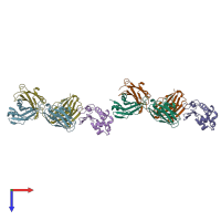 PDB entry 1p2c coloured by chain, top view.