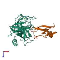 PDB entry 1p2j coloured by chain, top view.