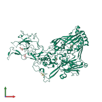 PDB entry 1p2z coloured by chain, front view.