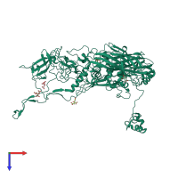 PDB entry 1p2z coloured by chain, top view.
