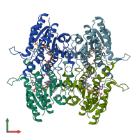 PDB entry 1p33 coloured by chain, front view.