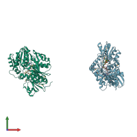 PDB entry 1p3d coloured by chain, front view.