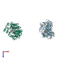 PDB entry 1p3d coloured by chain, top view.