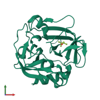 PDB entry 1p3e coloured by chain, front view.
